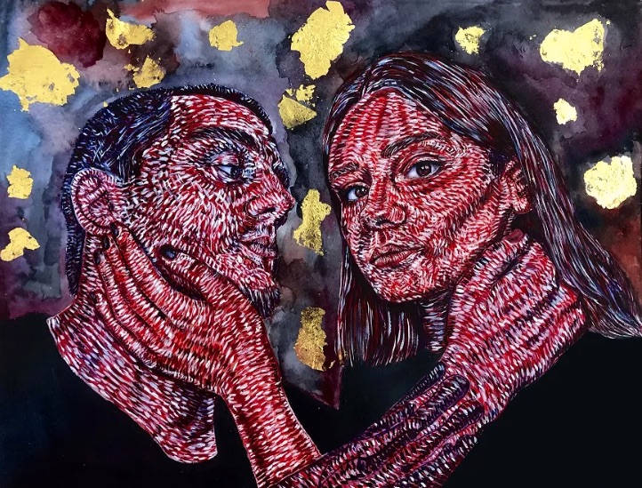 Main image: “Lovers”,Zemfira Alaskarzade, Illustration on paper,30×38. Alaskarzade Zemfira Niyazi -vibrant, emotive portraits—where color and expression meet. Explore and purchase her unique art today!