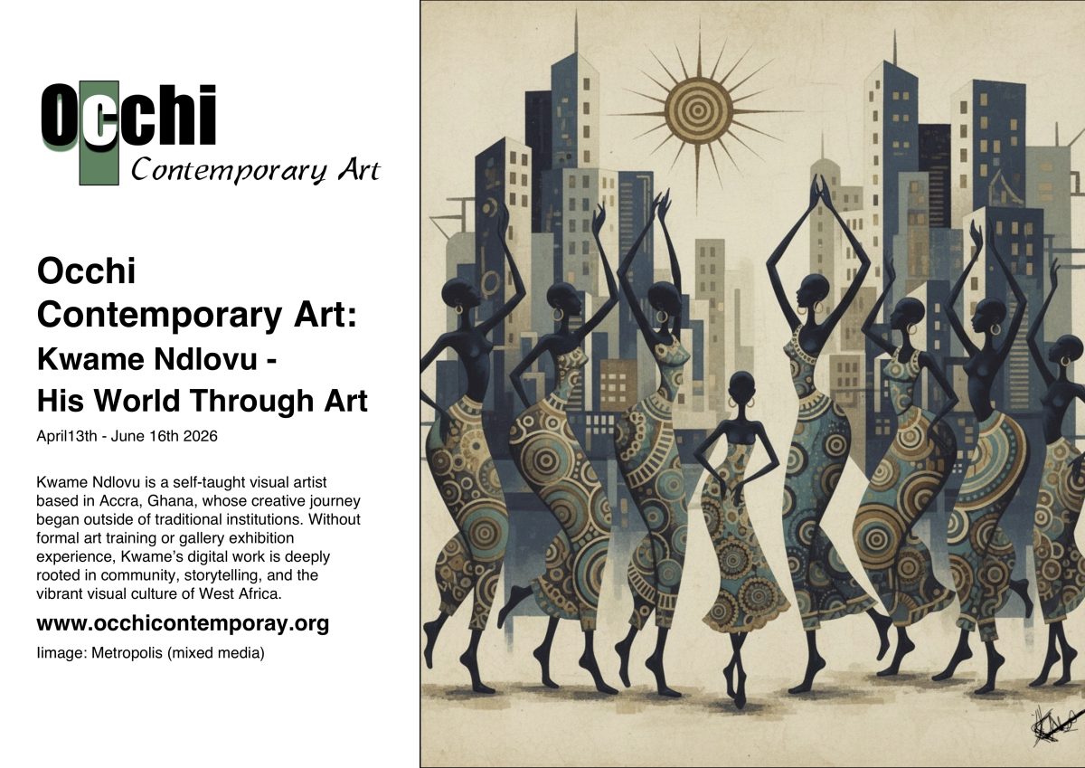 Kwame-Ndlovu -Kwame Ndlovu is a self-taught visual artist based in Accra, Ghana, whose creative journey began outside of traditional institutions. Without formal art training or gallery exhibition experience, Kwame’s digital work is deeply rooted in community, storytelling, and the vibrant visual culture of West Africa..