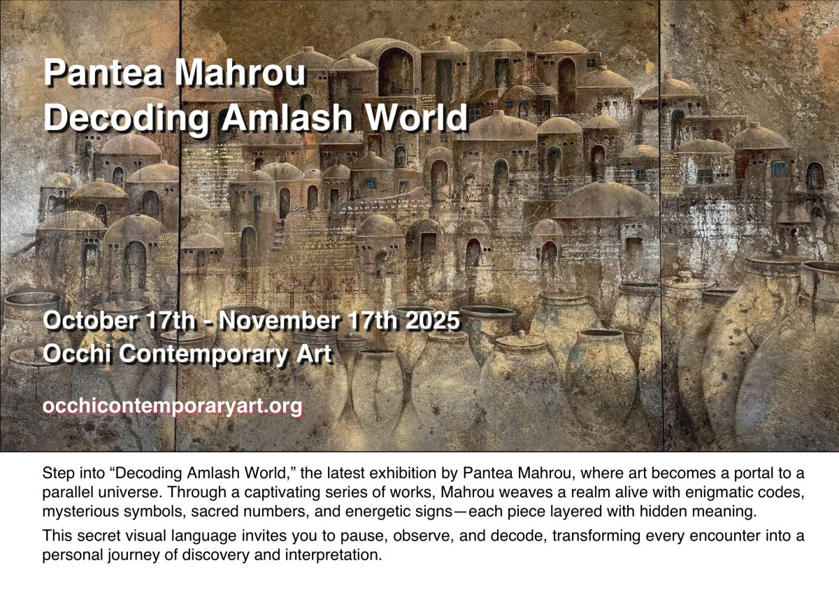 Decoding Amlash World - Mahrou’s latest body of work invites audiences into a parallel realm animated by codes, mysterious symbols, sacred numbers, and dynamic signs of energy..These visual elements operate as a secret language, encouraging viewers to engage, decode, and interpret the hidden layers of meaning woven throughout each piece..