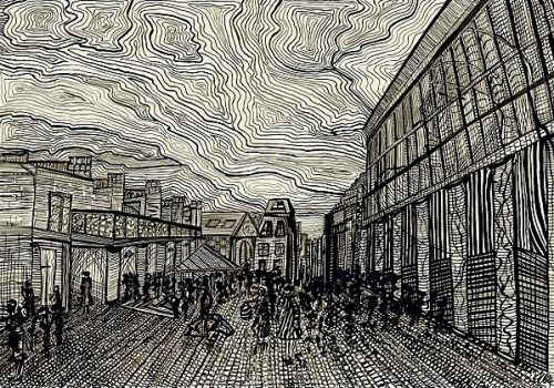 Cobbled Garden (Ink on Paper)