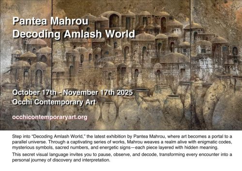 Decoding Amlash World - Mahrou’s latest body of work invites audiences into a parallel realm animated by codes, mysterious symbols, sacred numbers, and dynamic signs of energy..These visual elements operate as a secret language, encouraging viewers to engage, decode, and interpret the hidden layers of meaning woven throughout each piece..